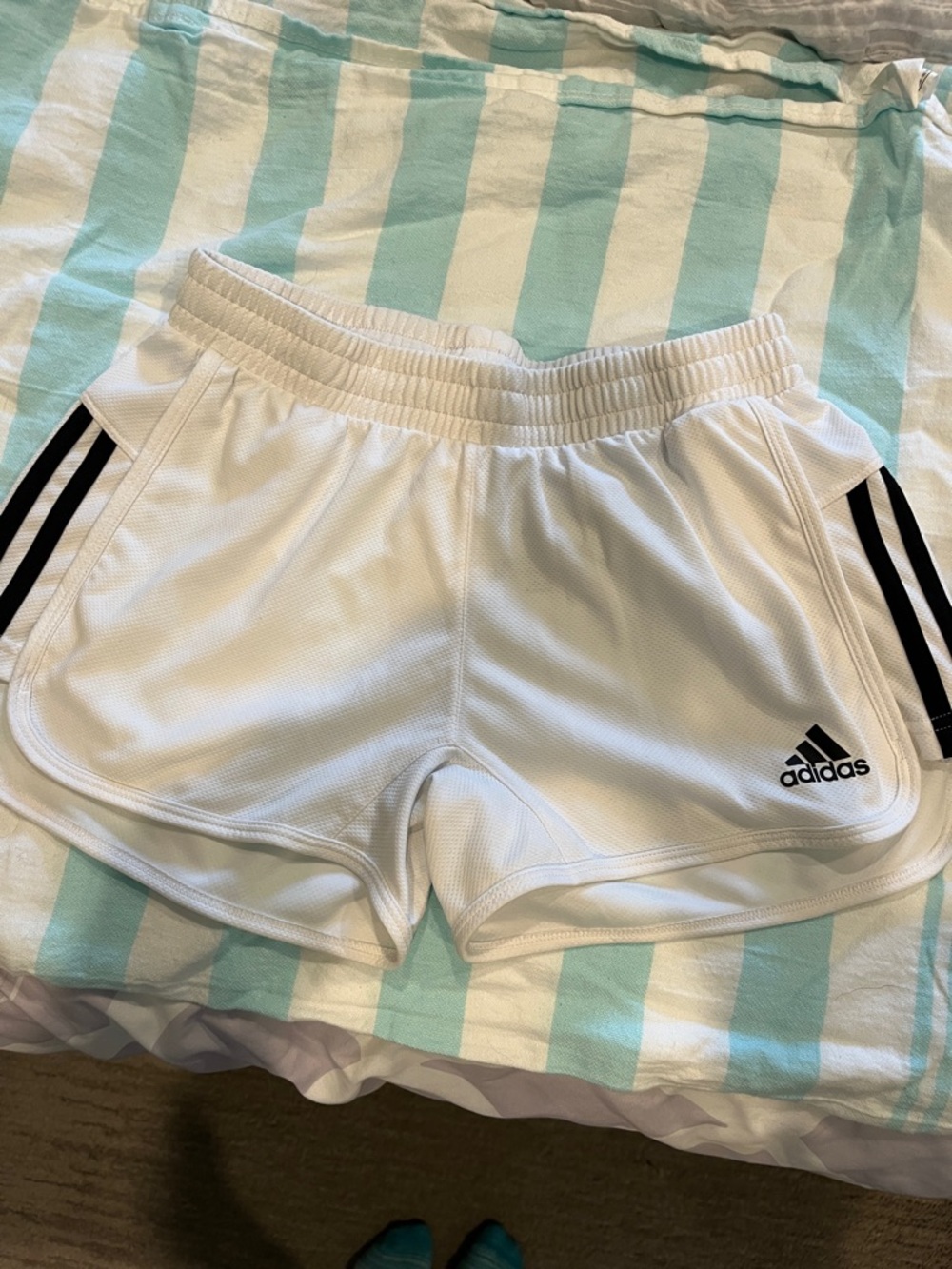 Adidas White Athletic Shorts with Black Trim